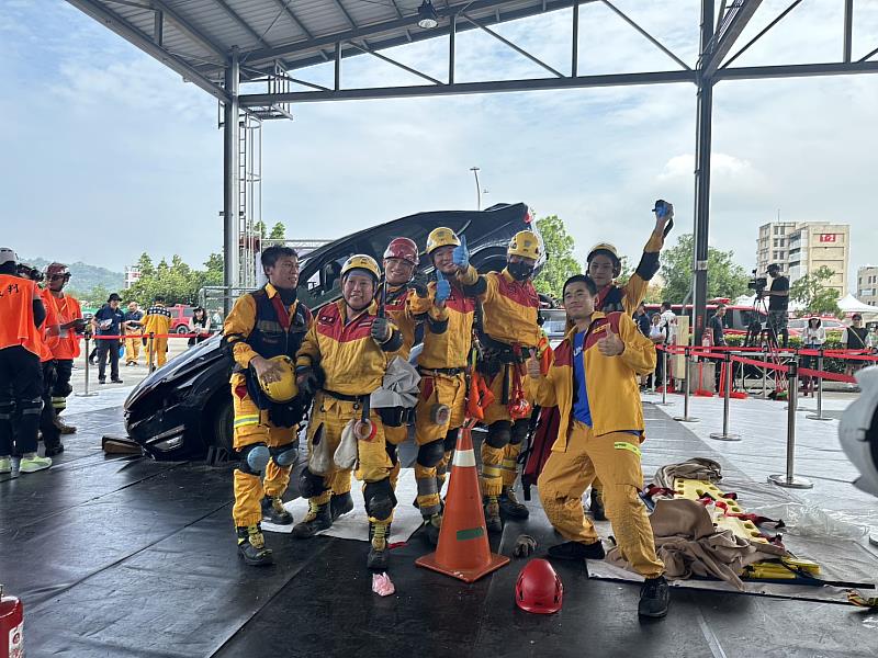 竹市義消火災搶救組選手們獲得特優佳績。