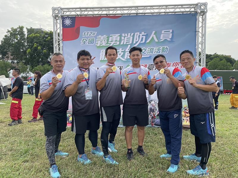 竹市義消車輛救援組選手們獲得甲等佳績。