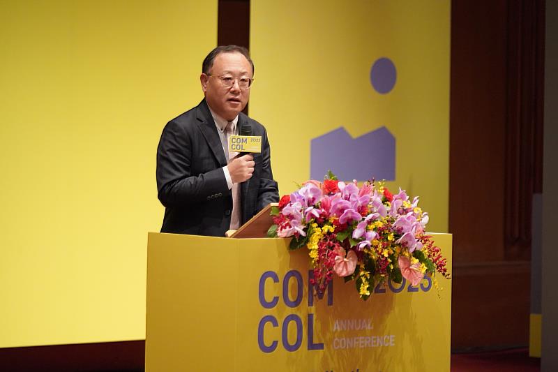 文化部長史哲出席ICOM COMCOL 2023臺灣年會，表達對博物館文化議題的關切並呼籲將「資源活化傳承給當代」。（國立臺灣博物館提供）