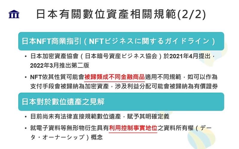 圖二：日本有關數位資產相關規範文件。