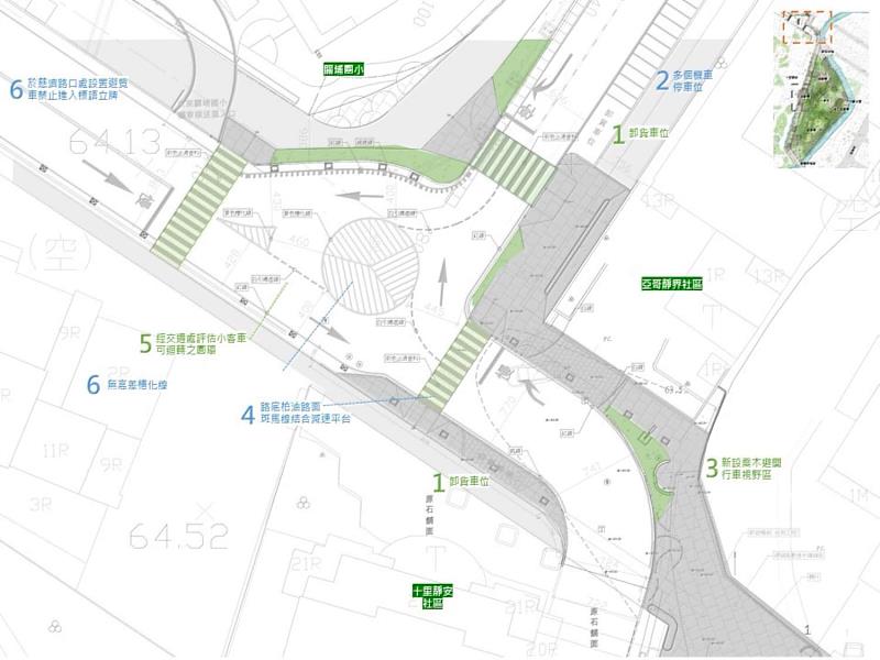 長春公園鄰近龍山東路未來交通改善計畫示意圖。