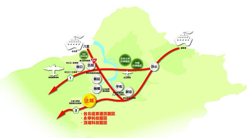 新北市科技廊道發展軌跡，在地圖上形成一個「A」字型，土城區因為有諸多科技產業及企業總部的進駐，形成「新北AI科技廊道」的重點區域。（圖片來源/MyGoNews)