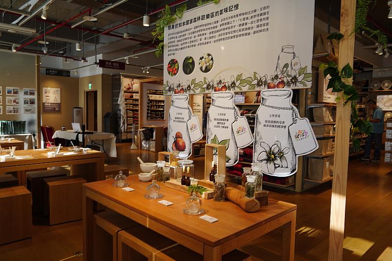 今日記者會現場也展示由臺東分署與璞草園聯名開發的森林主題香氛精油，選用萃取自七里香的花、葉、果。