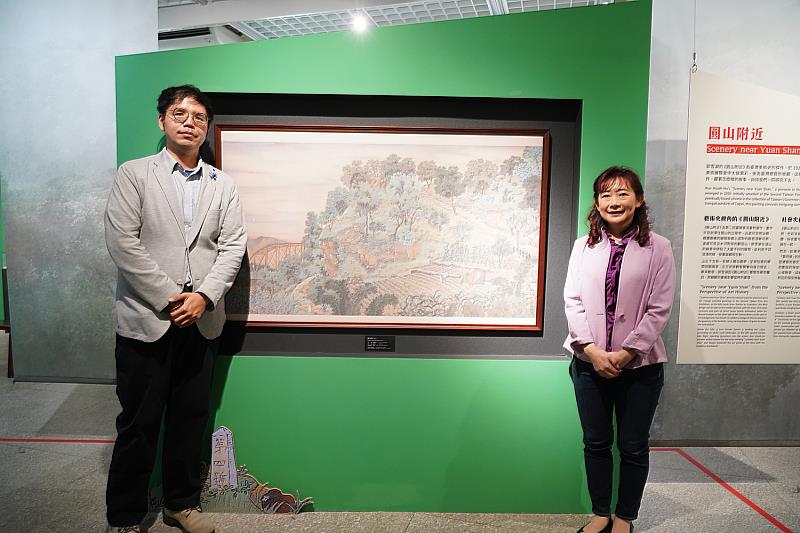 郭雪湖基金會提供郭雪湖的膠彩畫《圓山附近》展示品