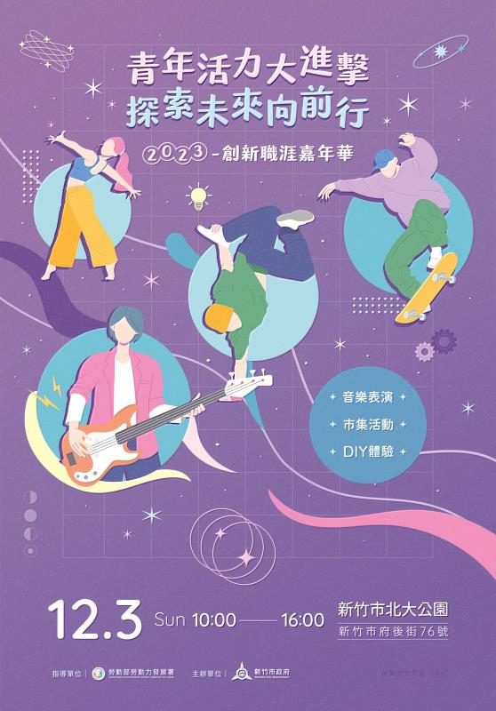 竹市「青年創新職涯嘉年華」12/3登場！高市長邀市民看表演、逛市集，感受青年活力