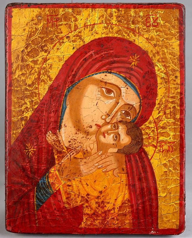 洋溢東正教色彩的19世紀〈聖母與聖子聖像畫〉。（圖由世界宗教博物館提供）