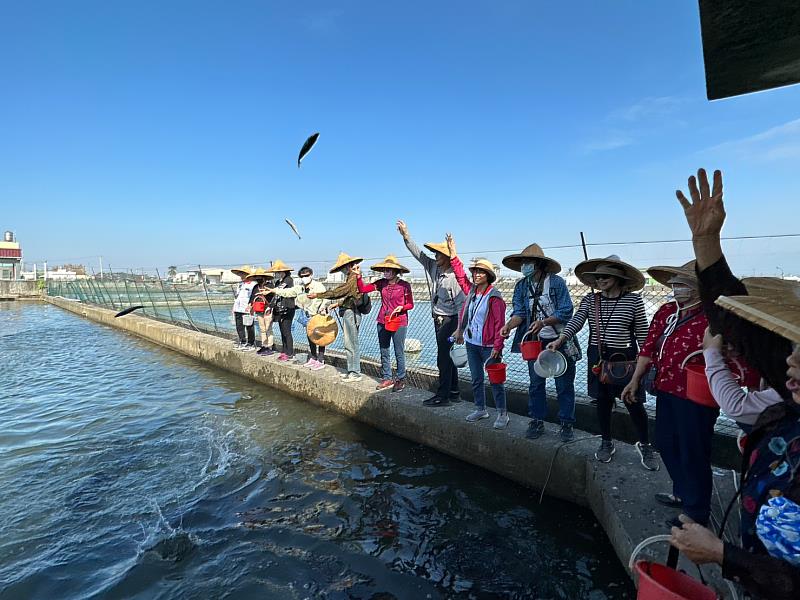 屏東社區在縣府的支持下，發展社區小旅行，帶遊客餵食龍膽石斑魚。