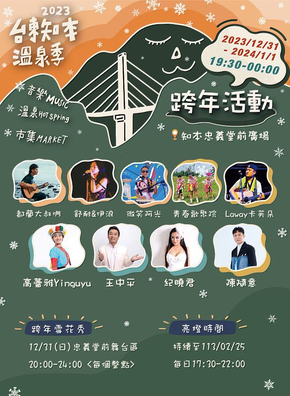 台東知本跨年暖湯音樂會 王中平等多位藝人與您一起迎接跨年初雪