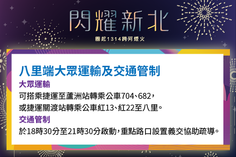 「閃耀新北」八里端大眾運輸及交通管制