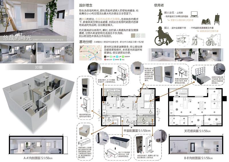 「2023德國海福樂全國學生設計競賽」得獎名單出爐，中國科大室內設計系歐蓉蓉、黃品瑄同學的作品「悠哉的時光」獲得銅獎。 (圖／中國科大提供)