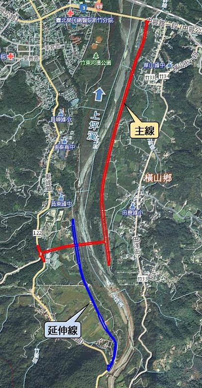 台68線接竹東東峰路新闢工程示意圖