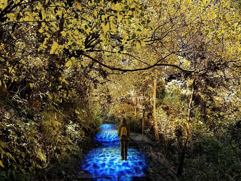 屏東「奇幻大津」結合山水瀑布、在地文化與光環境的夜遊體驗（模擬圖1）