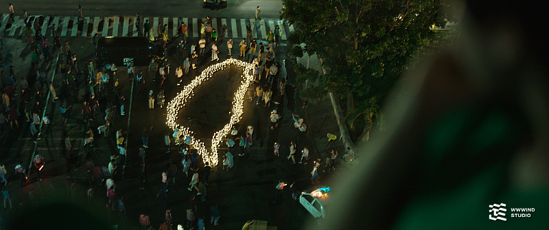 電影《疫起》群眾模擬劇照，須仔細模擬每個路人的行為，提高場景真實感。