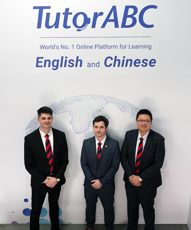 Michael Hsieh, the Head of the Global Teaching Department at TutorABC (right); Directors of Studies, Phillo Van der Hoogt (left) and Steven Selley (center).