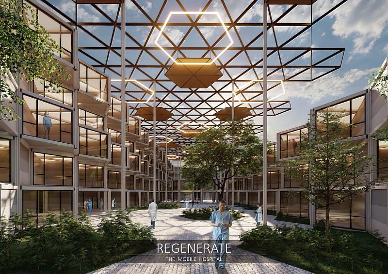 2020年COVID-19疫情席捲全球，吳宛璇與周勤超設計《REGENERATE》希望解決醫療資源不足、負壓病房房短缺的問題。