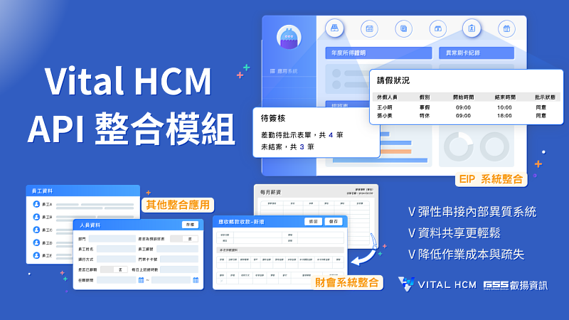 Vital HCM 雲端人資系統全新 API 整合模組　有效降低人力負擔及人為疏失