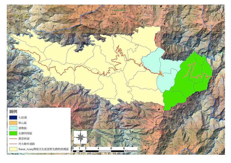Ning-av Kavilan及Bunun Acang兩個保護區範圍圖