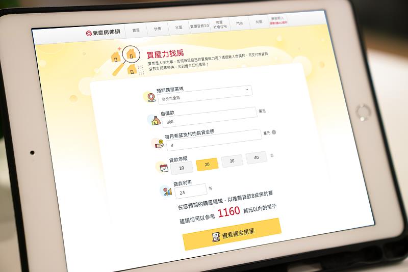 永慶房屋的「買屋力找房」服務，可以根據民眾的財務規劃，自動推薦出適合的房子。