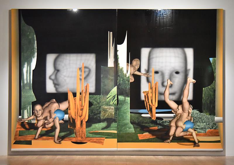 陳岳宏作品《Re 樹林,草地,仙人掌的一場觀察行動》長達3.4公尺，令觀者相當驚艷。