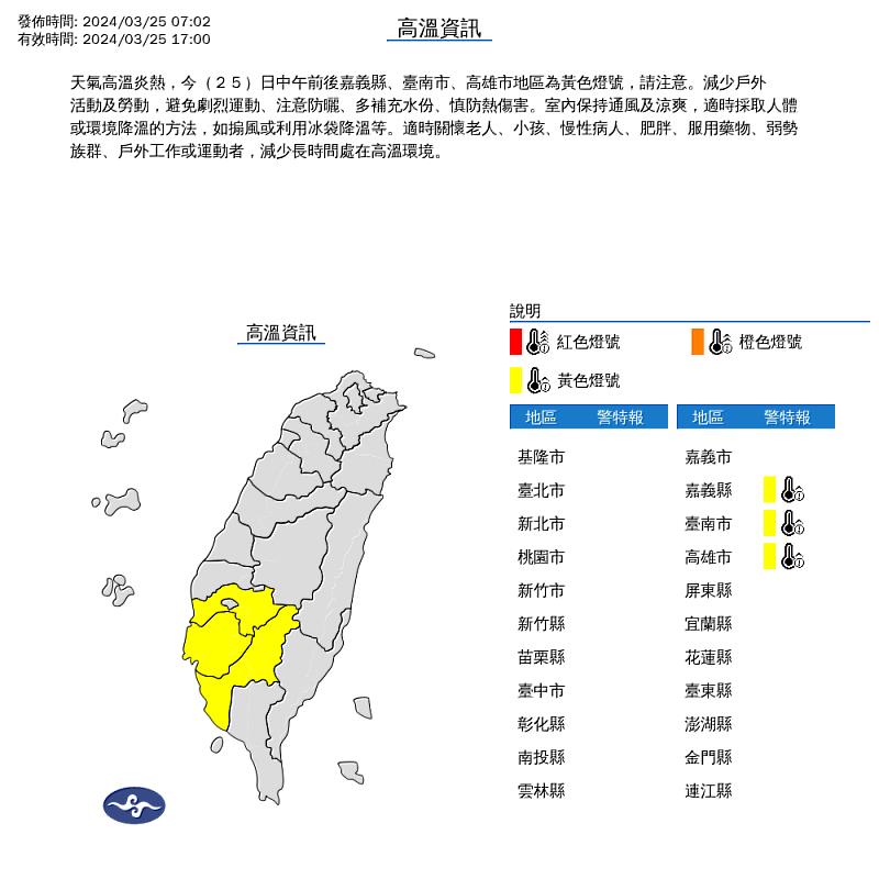 氣候高溫炎熱 嘉義縣政府籲請農漁民工作預防中暑