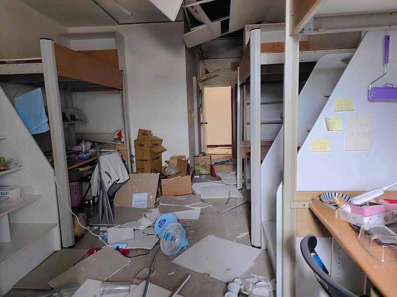 東華大學學生宿舍受損情況。