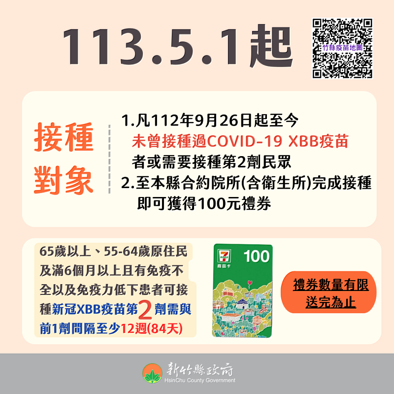 催打XBB疫苗   竹縣8鄉鎮加開10場社區接種站