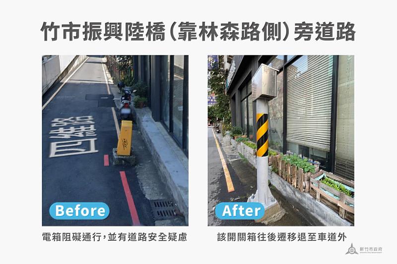 竹市府完成林森路、忠孝路電箱遷移，全力保障竹市用路人安全與權益。