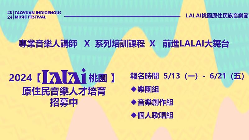 2024【LALAI桃園】原住民音樂人才招募中。