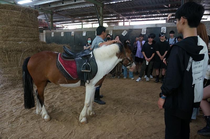 馬場主人為元培寵保系生介紹馬的營養與照護及管理工作