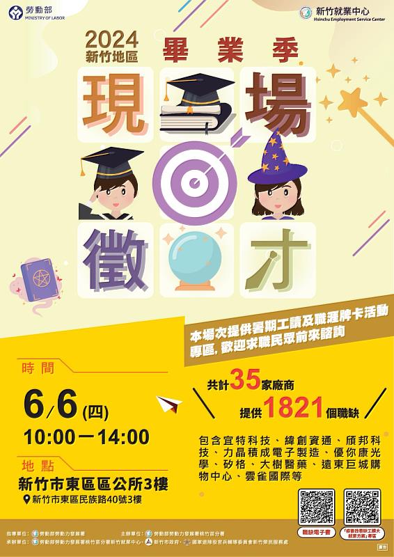 竹市畢業季徵才活動6月6日登場！35家廠商釋1821職缺 高虹安市長：歡迎求職、轉職的市民把握機會參與