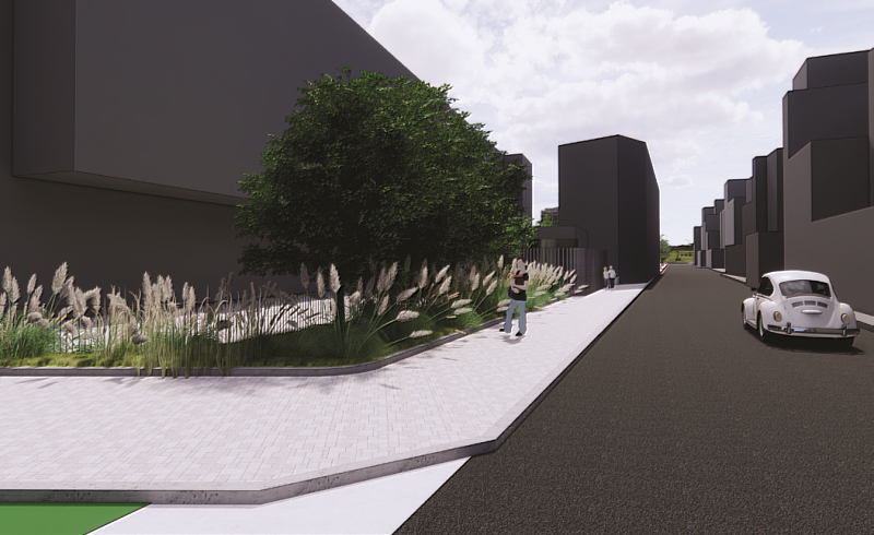 新竹市東園國小通學步道工程模擬圖。