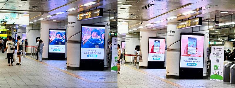 品牌以吸睛的八大包柱廣告，在西門捷運站內，打造美好沉浸式的廣告環境