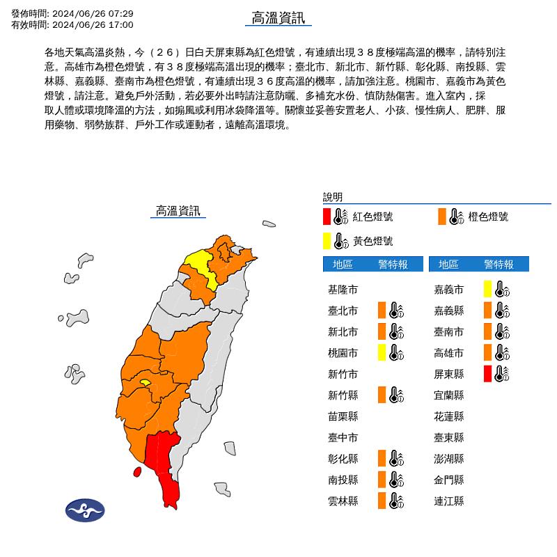 氣候高溫炎熱，籲請農漁民預防中暑