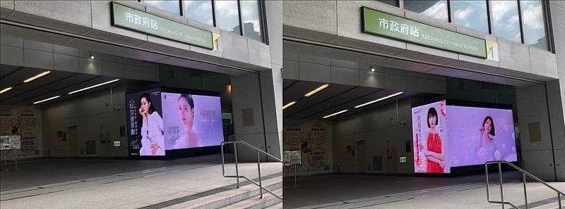 台中捷運市政府站的3D裸視數位屏，出站入站都吸引旅客駐足。