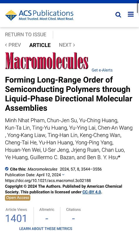 成大材料系助理教授徐邦昱團隊最新的研發，讓半導體突破奈米等級，朝更微小的埃米邁進，成果刊登在國際一流的高分子期刊