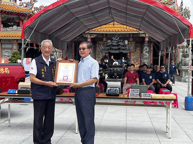 台東天后宮捐無人機贈台東消防局大豐分隊 提升第一線同仁防救災效能