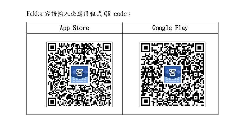 Hakka客語輸入法應用程式QR code