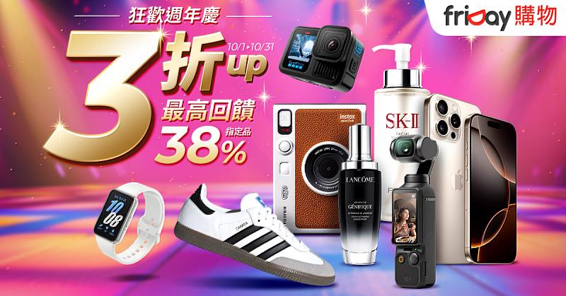 friDay購物揪SK-II、雅詩蘭黛12品牌助陣！全館最低3折起、最高回饋38%、iPhone 16天天抽