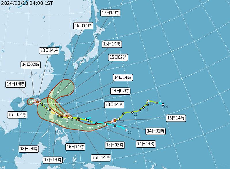 天兔(USAGI)颱風路徑潛勢圖