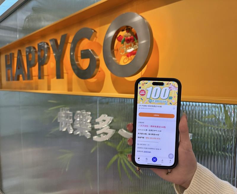 HAPPY GO App祭出「天天搶點」活動，只要平日中午12點進入遊戲賺點專區即可搶領100點。