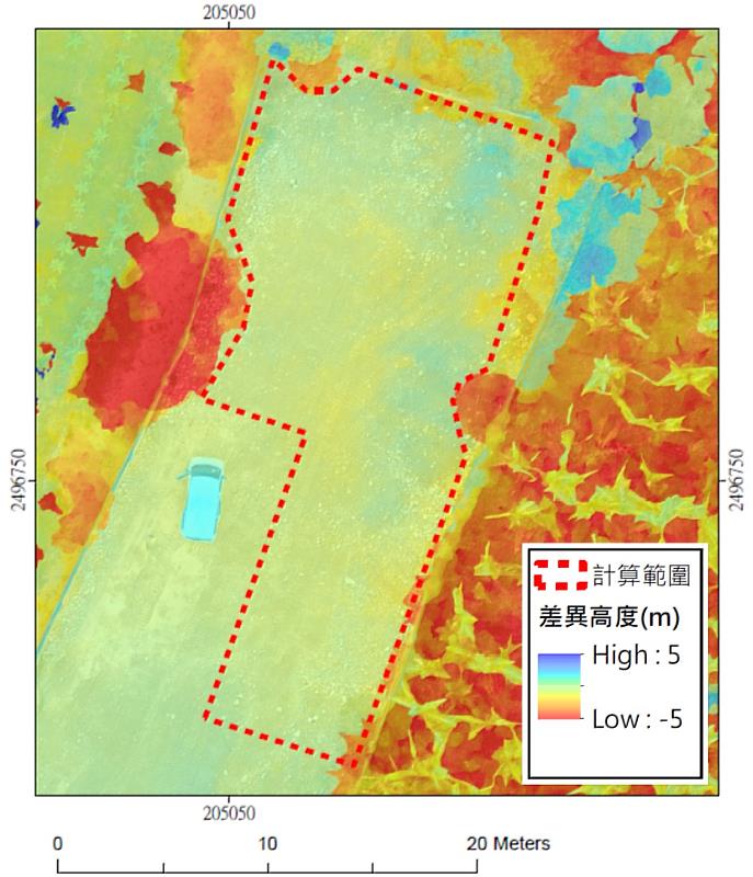 營建剩餘土石方收容處理場所空拍土石堆置高程色溫圖