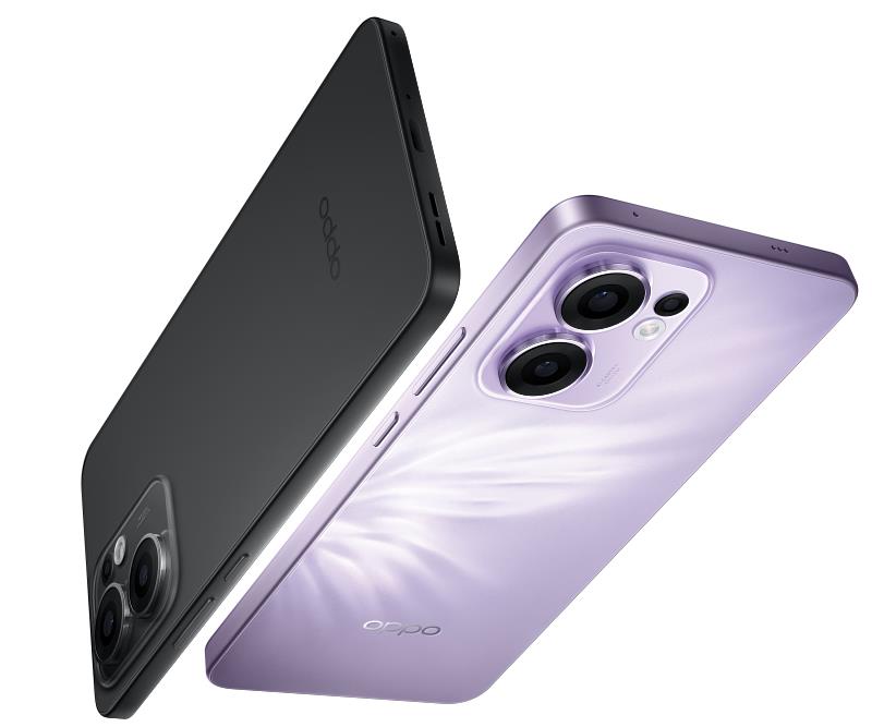 OPPO Reno13 F推出「石墨灰」與「薄霧紫」兩色。