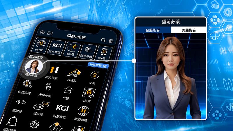 凱基證券智能理財領先業界，隨身e策略APP推出「盤前必讀」AI報讀功能。