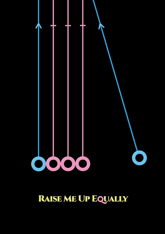 中國科大視傳系施盈廷老師銅獎海報作品「Raise Me Up Equally」(照片/中國科大提供)