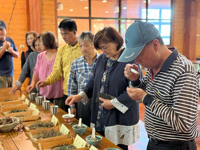 透過認識森林野草的香氣及味道，社區、合作社夥伴嘗試自行搭配，調製專屬的金線連茶