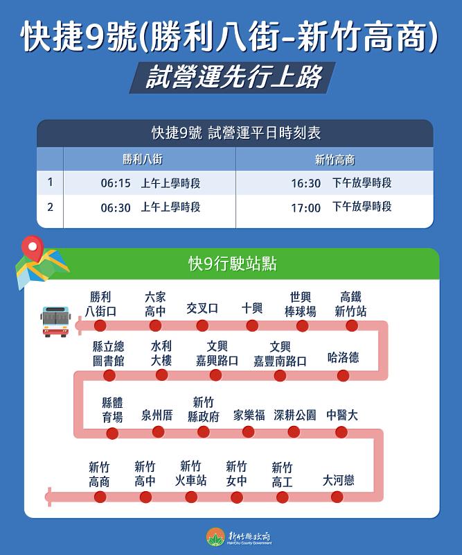 公車快捷9號調整站點與發車時間