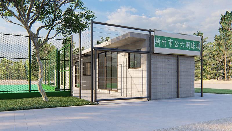 公六網球場管理室空間,男女廁所,增設盥洗設備及休憩區。改善後示意圖