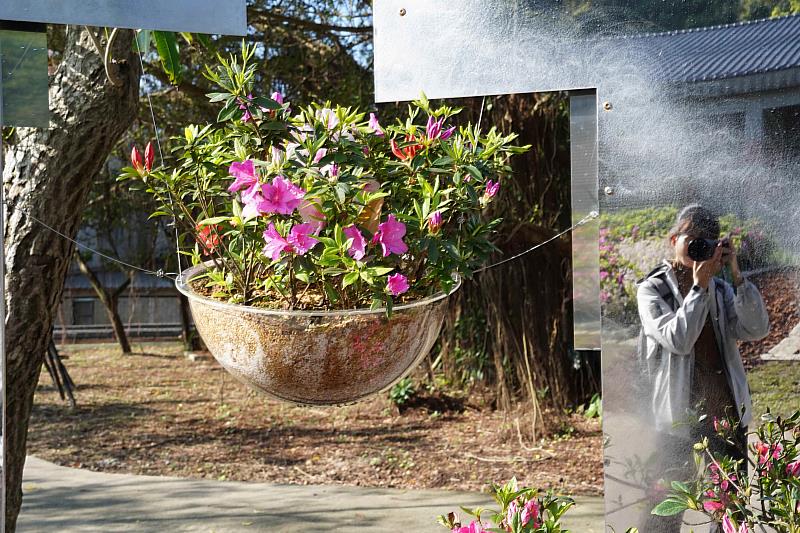 中山溫泉公園現場花藝作品之一-浮生花巢