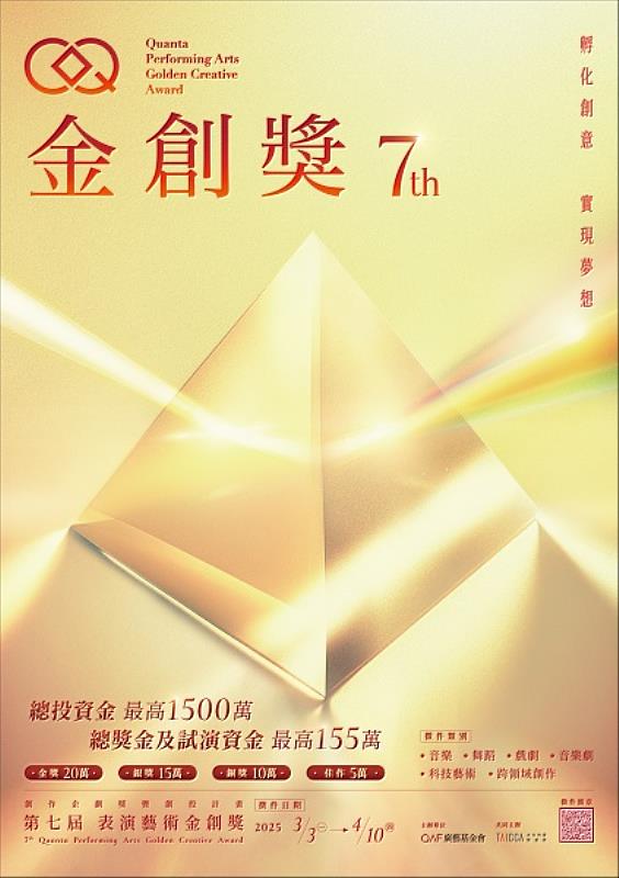 第七屆【表演藝術金創獎】徵件開跑！總投資金上看1,500萬元，總獎金及試演資金最高達155萬，歡迎原創作品踴躍投件。圖：廣藝基金會提供。