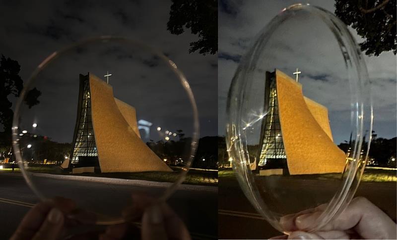 3D 列印車燈透鏡下的路思義教堂。